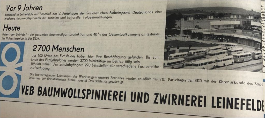 Anzeige 1971 Baumwollspinnerei